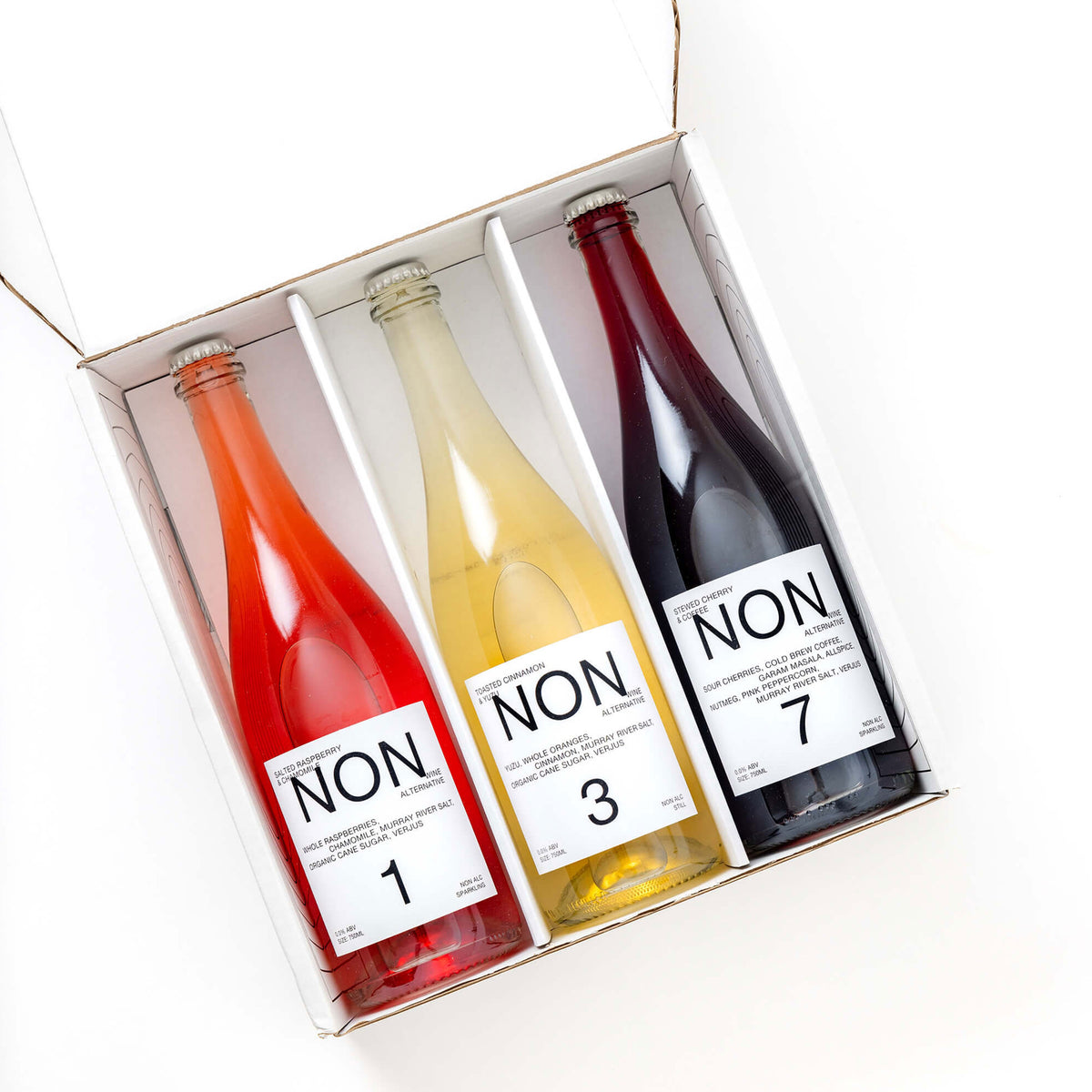 The Everyday Set gift box holding NON1, NON3 and NON7